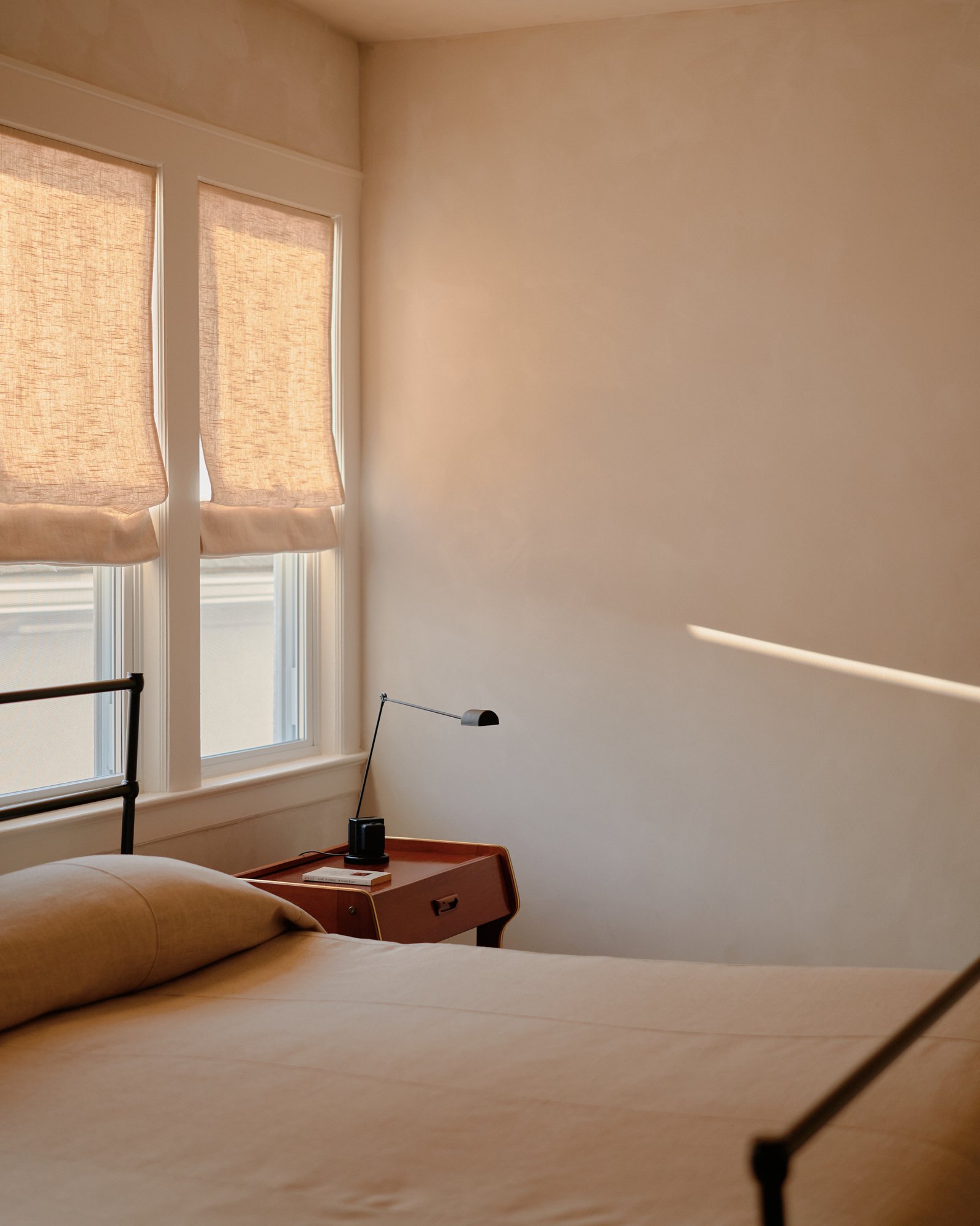 Textural details and curated art in the King Suite.